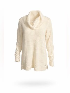 Calvin Klein Cream Cowl Neck Sweater SMALL Cozy Knit Pullover